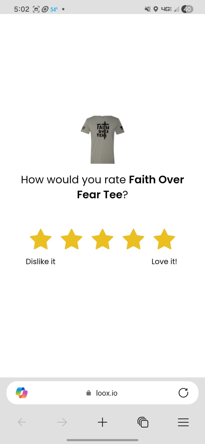 Customer photo review of Faith Over Fear Tee