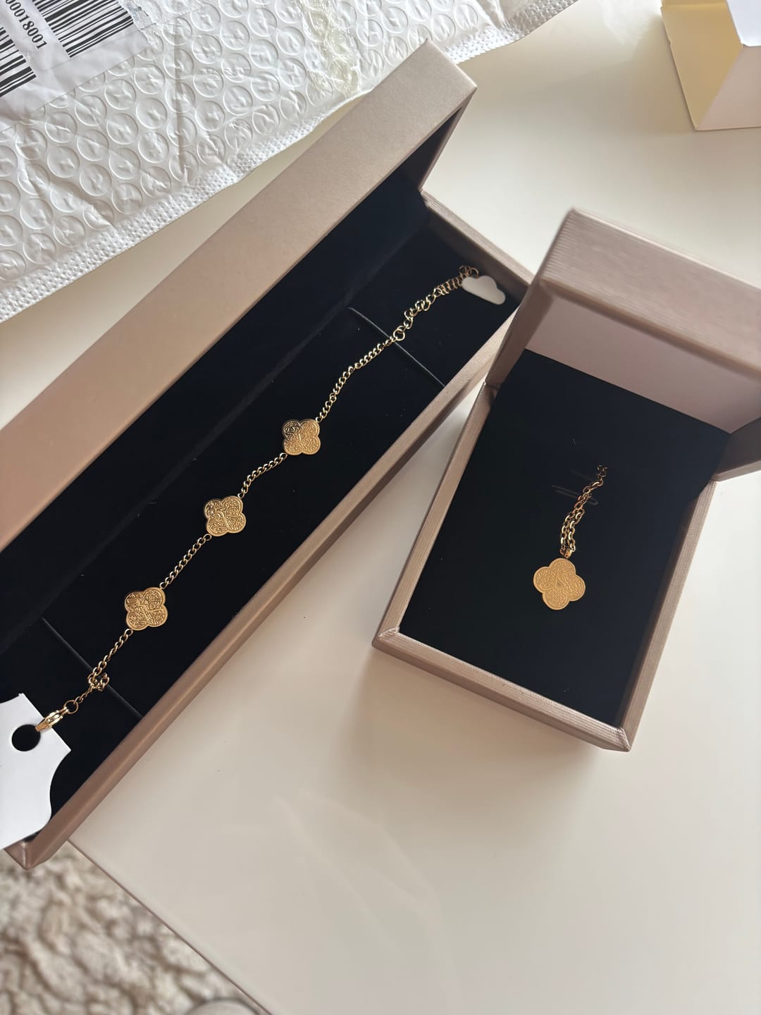 Customer photo review of 18K Gold Plated Islamic Calligraphy Necklace