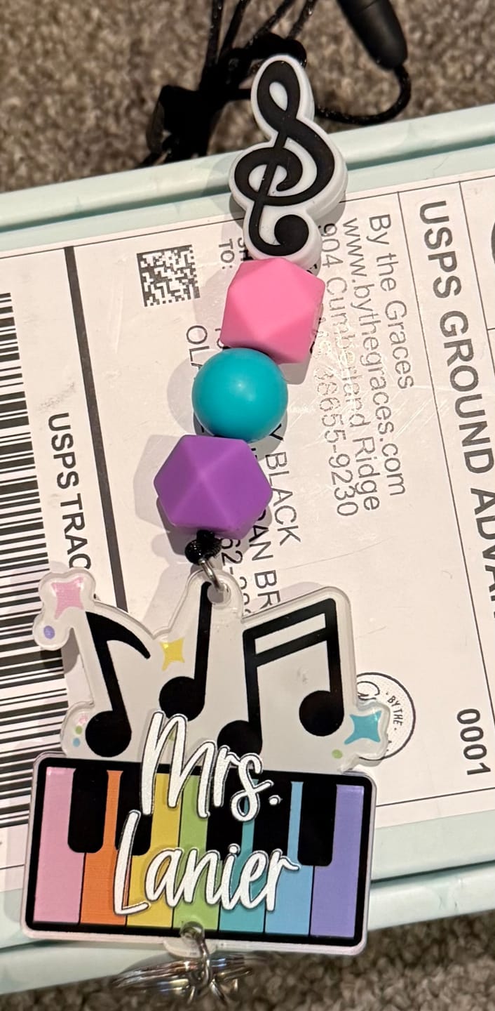 Customer photo review of Specialty Teacher Printed Shape Acrylic Lanyard