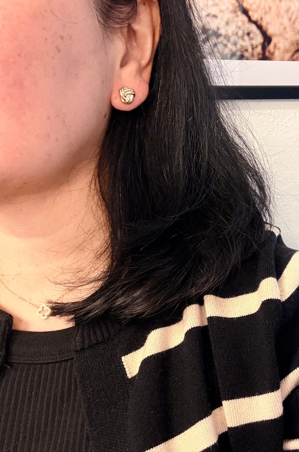 Customer photo review of Knots Stud Earrings