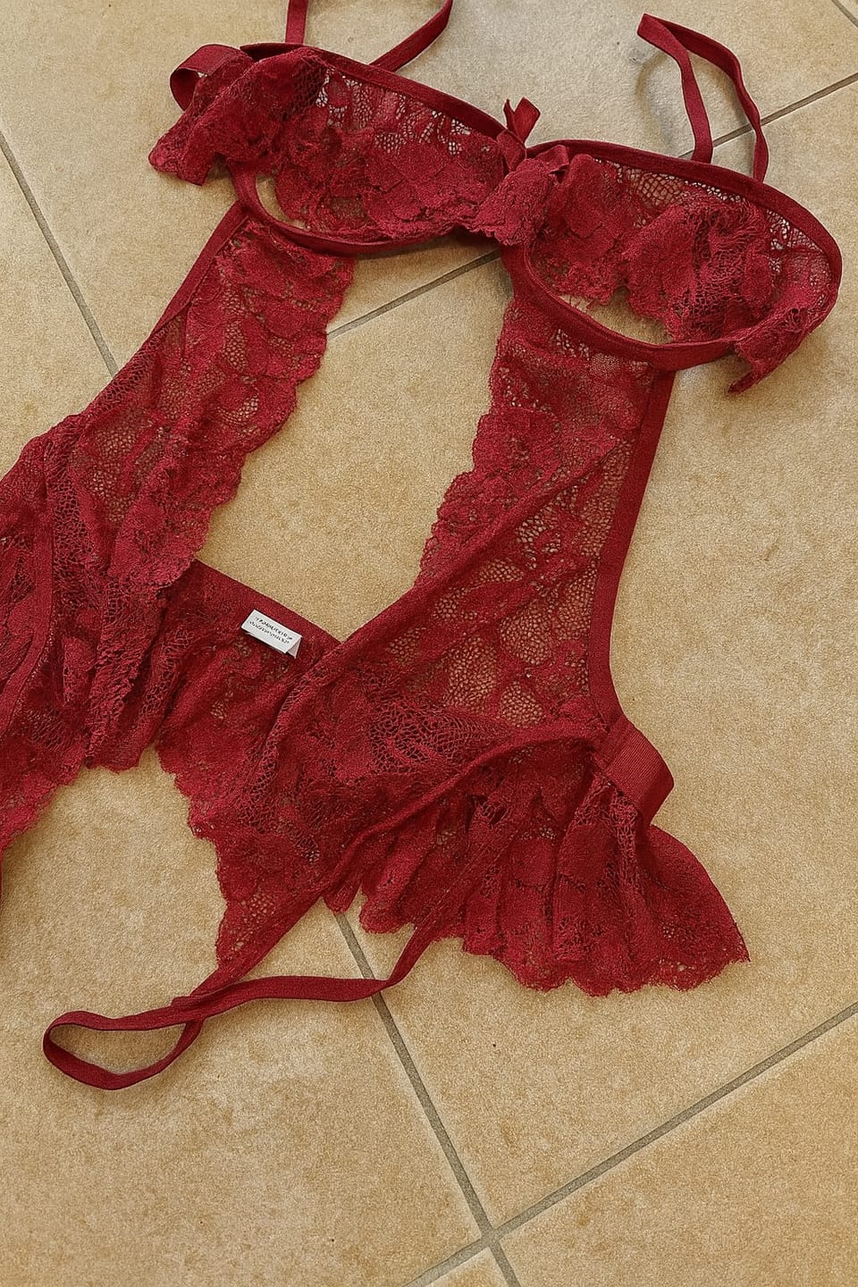 Customer photo review of Entwined Ribbon See-Thru Crotchless Bodysuit