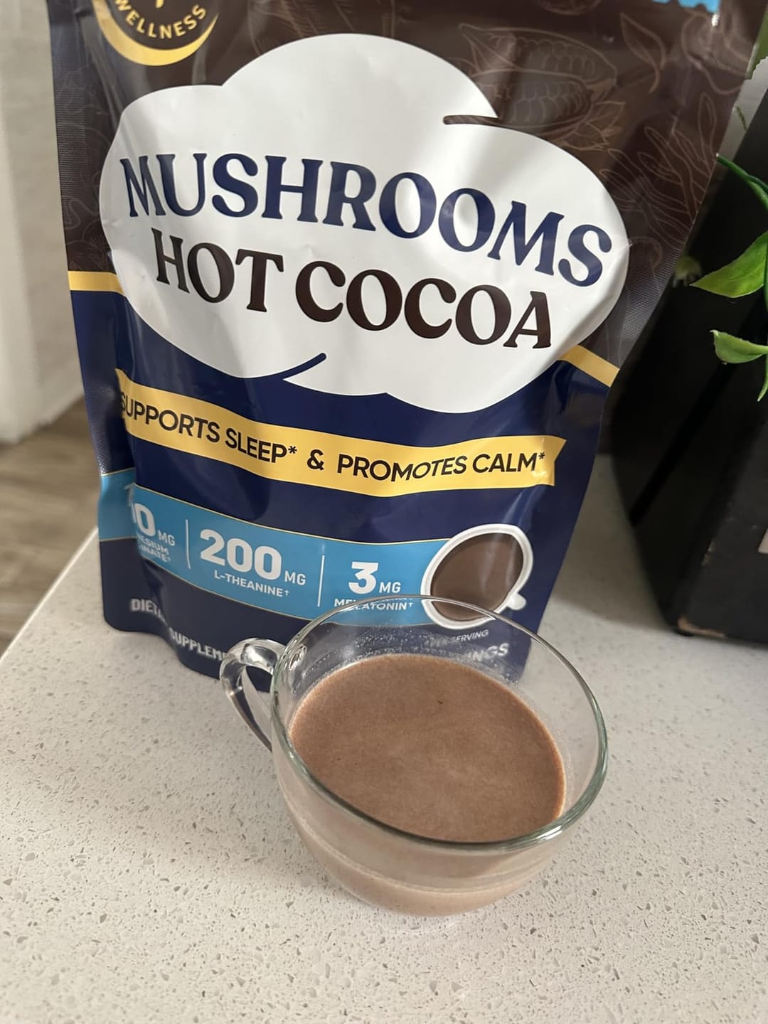 Customer photo review of Mushroom Sleep Hot Cocoa - 30 servings
