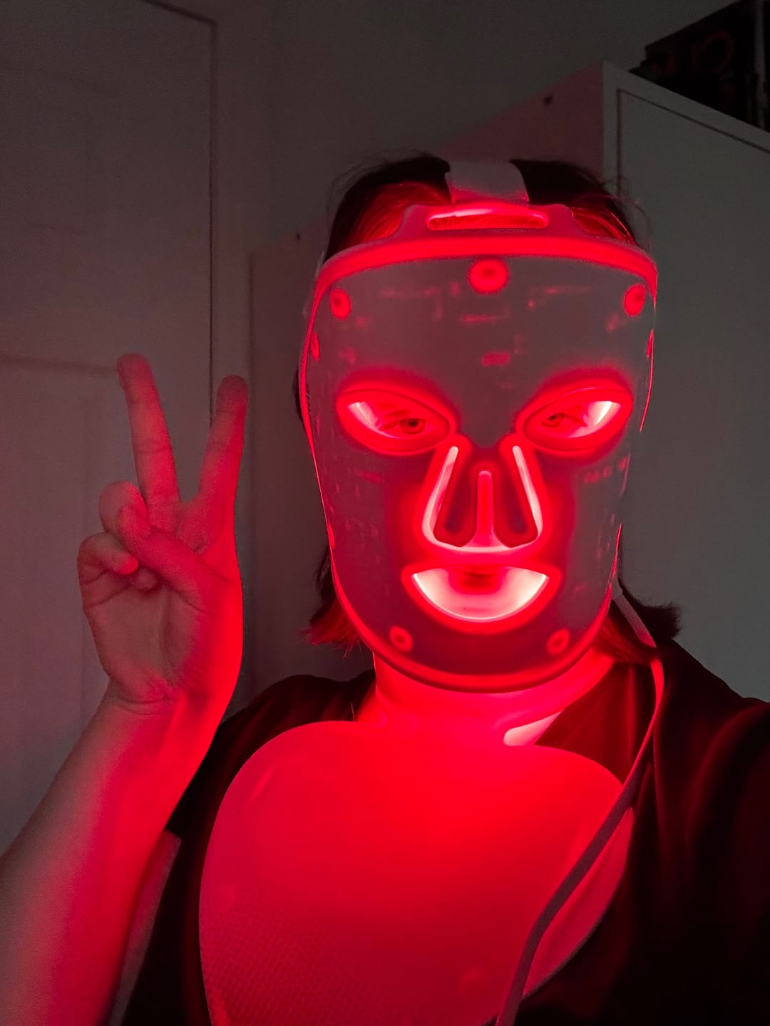 Customer photo review of Elite Red Light Therapy Face Mask