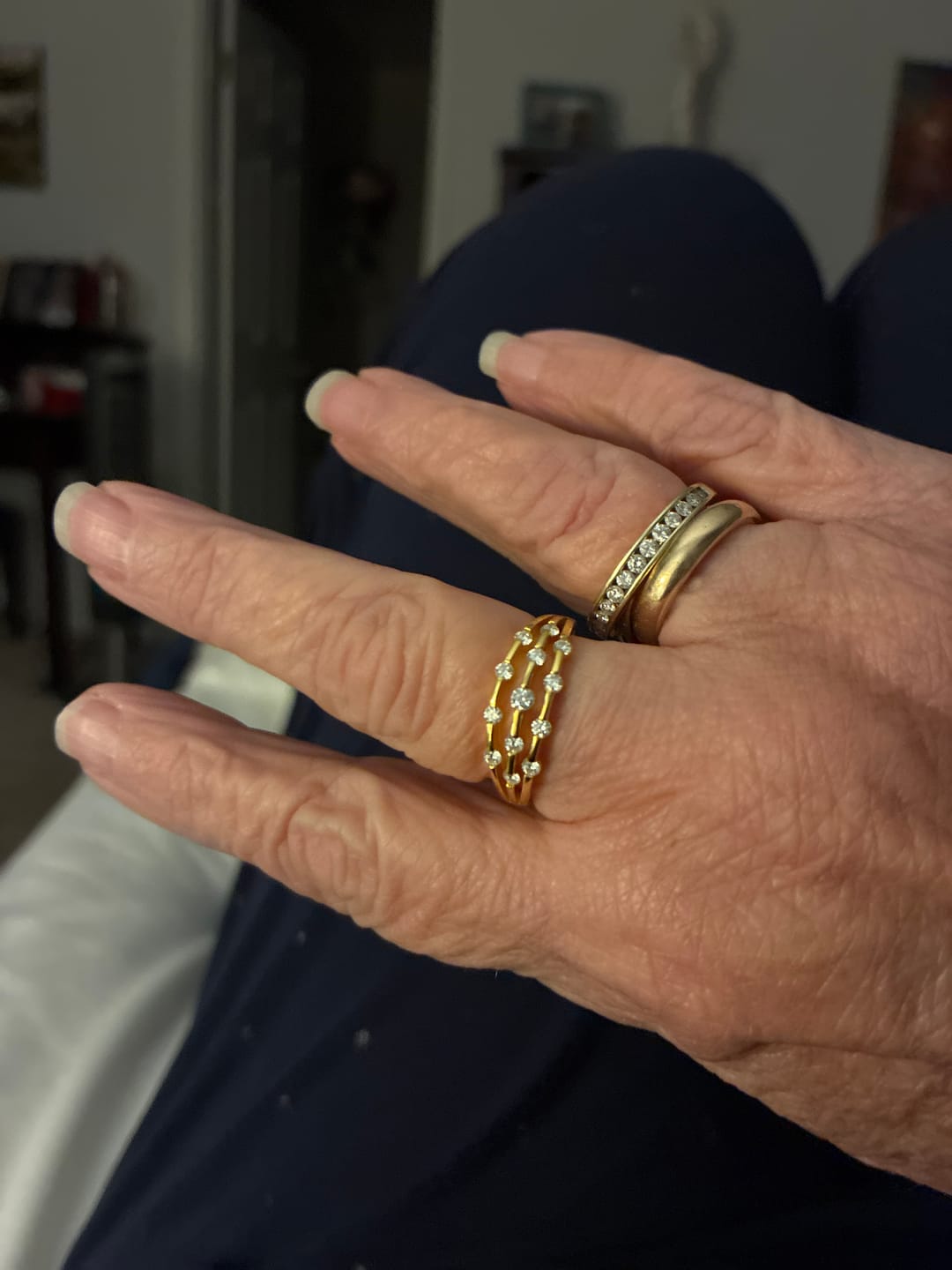 Customer photo review of Triple Strand Band Tension Set Moissanite Wedding Band Ring