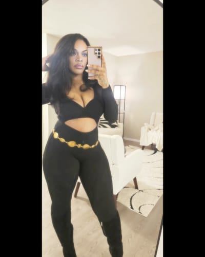 Customer photo review of Adellia Ribbed Knit Deep V-Neck Jumpsuit