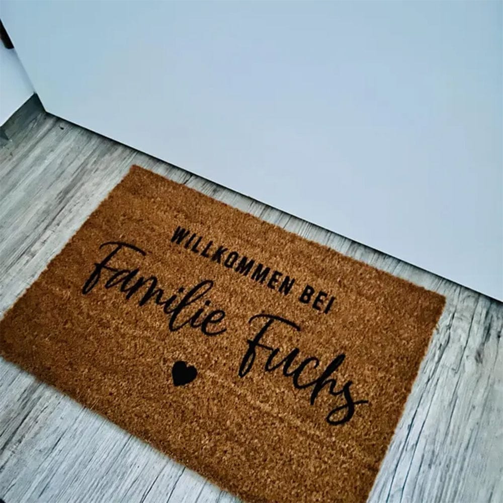 Customer photo review of Fußmatte aus Kokos personalisierbar – Willkommen bei Familienname mit Herz