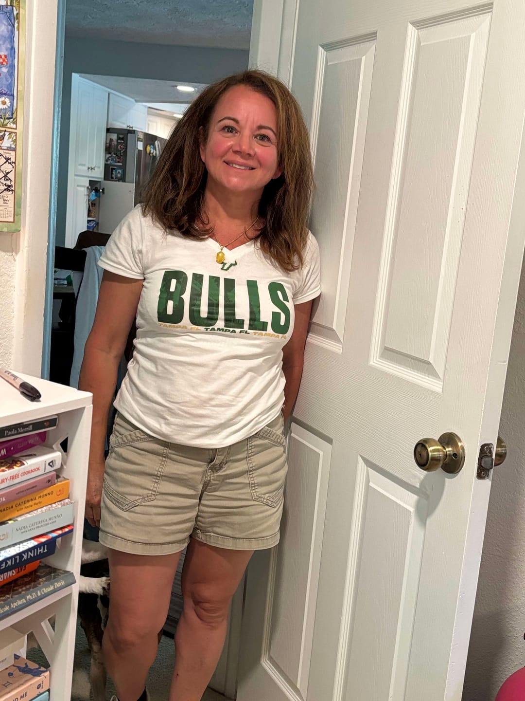 Customer photo review of USF BULLS | Women’s V-Neck T-Shirt