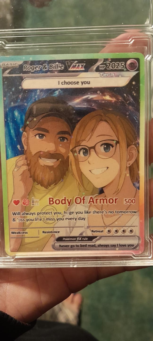 Customer photo review of Custom Pokémon Cards with Anime Picture, Personalized Poke Cards Animated Style Gifts for Him and Her - CPC-04