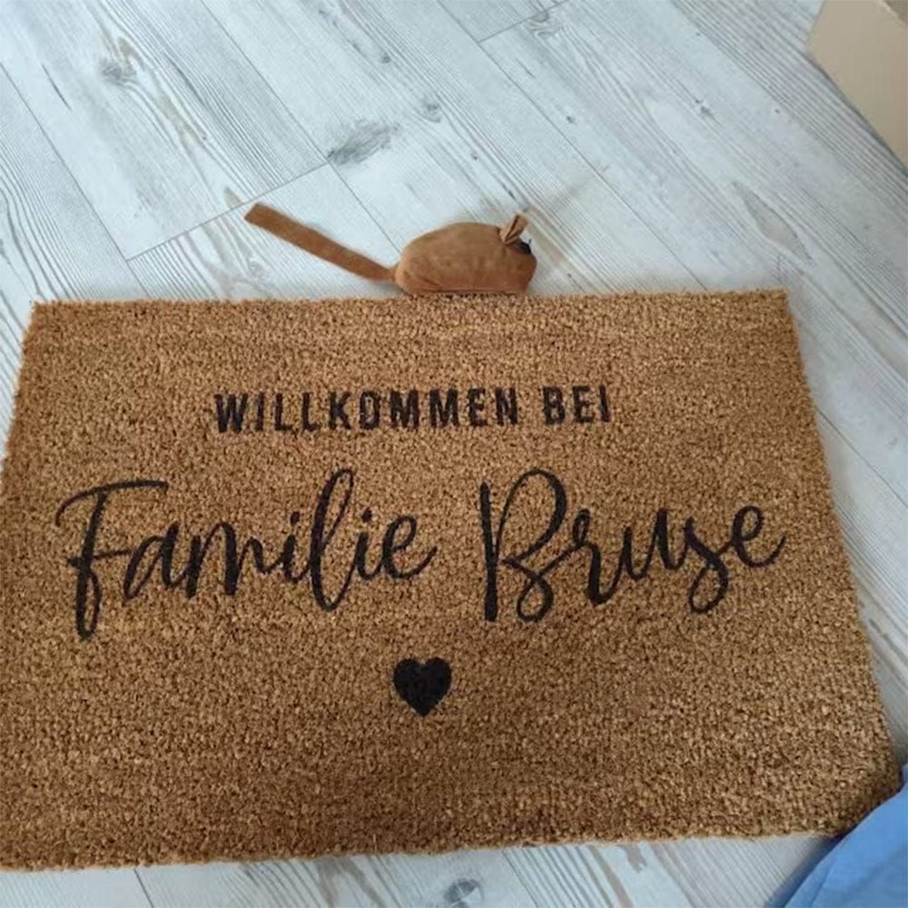 Customer photo review of Fußmatte aus Kokos personalisierbar – Willkommen bei Familienname mit Herz
