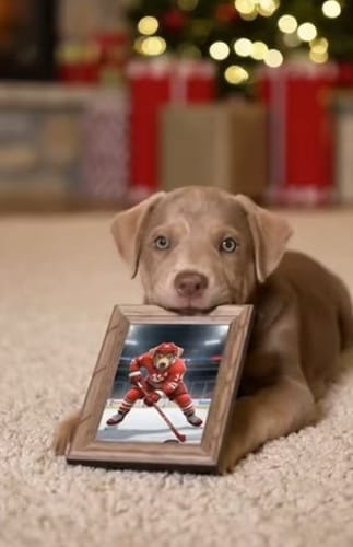 Customer photo review of Artzuzu Custom Portrait For Pets - The Ice Hockey Player