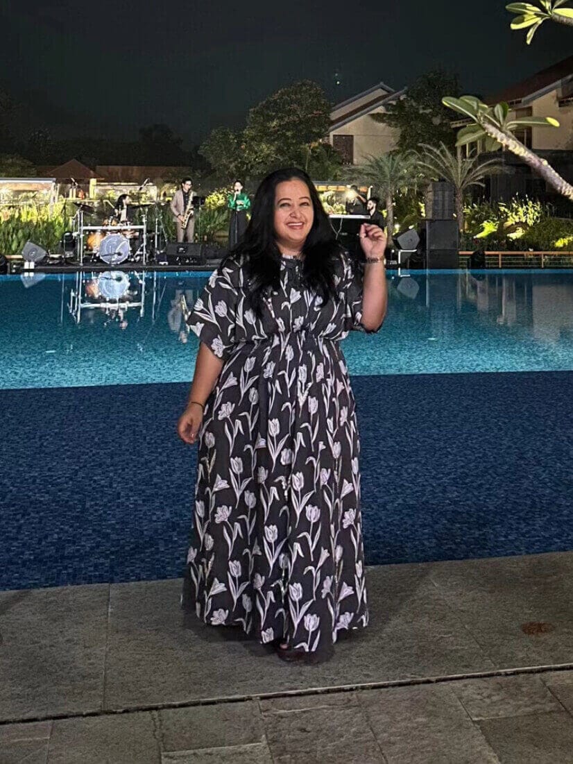 Customer photo review of Elara Maxi Dress