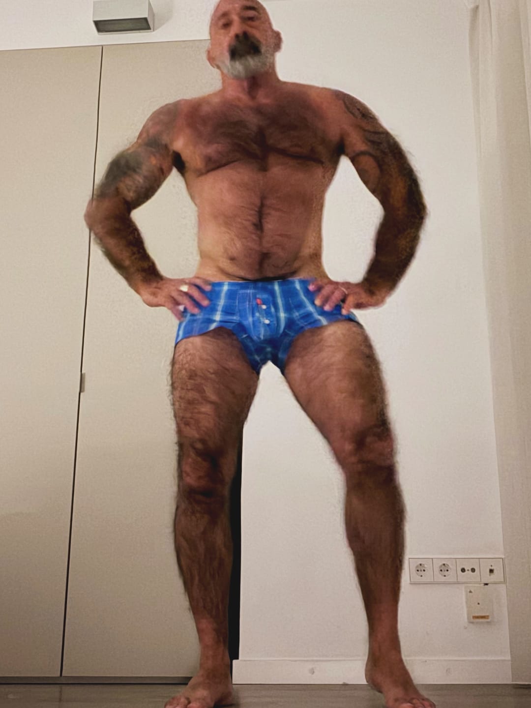 Customer photo review of Men's Classic Plaid Cotton Trunks With Button Fly
