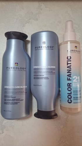 Customer photo review of Pureology Strength Cure Blonde Hair Care Set - Shampoo & Conditioner
