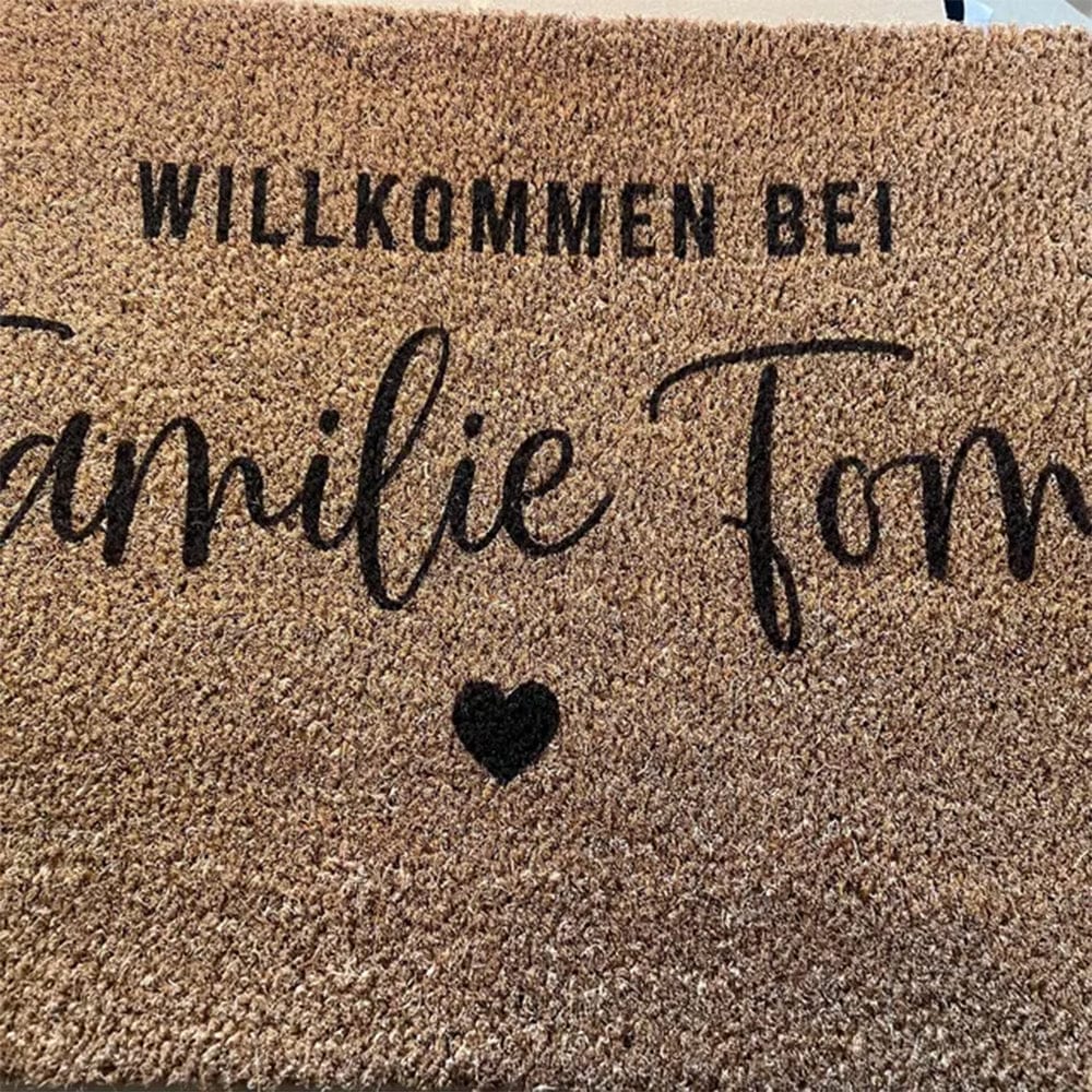 Customer photo review of Fußmatte aus Kokos personalisierbar – Willkommen bei Familienname mit Herz