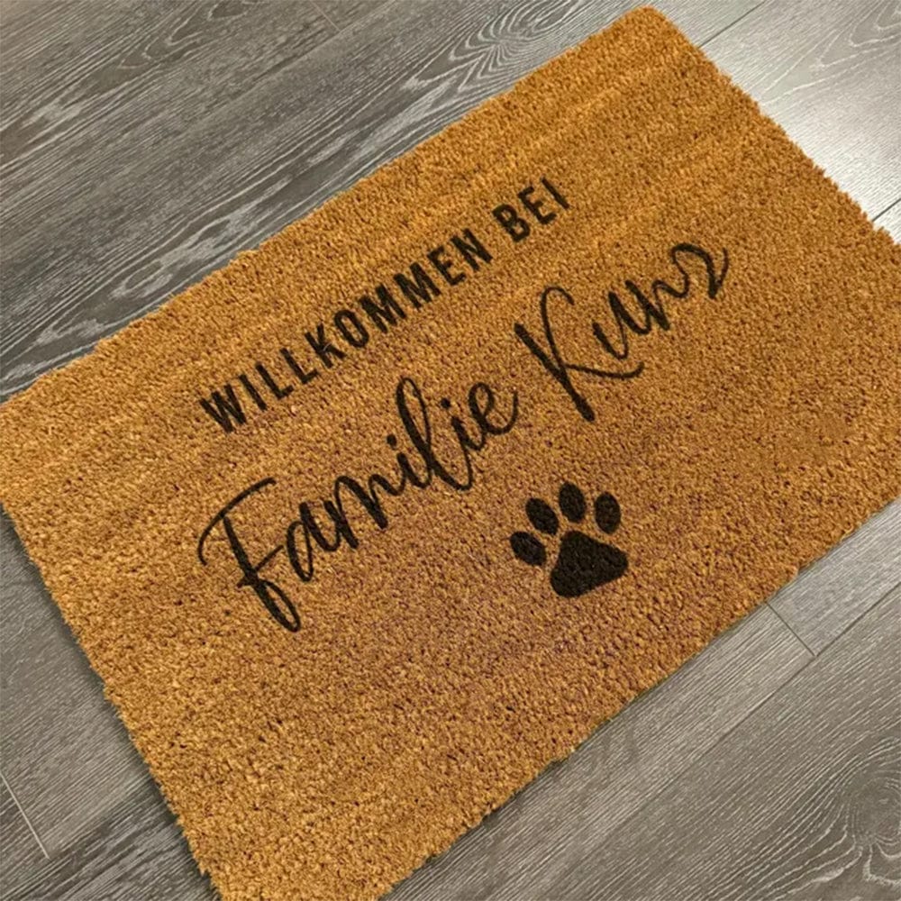 Customer photo review of Fußmatte aus Kokos personalisierbar – Willkommen bei Familienname mit Herz