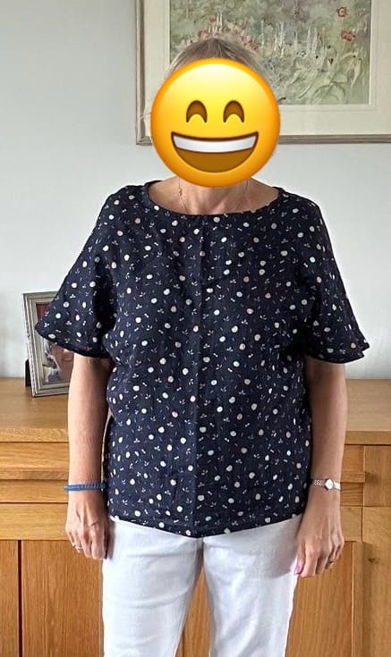Customer photo review of Mini Fruits on Navy Double Gauze Fabric