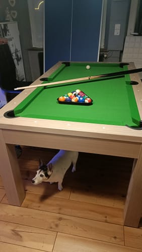Customer photo review of Table à manger convertible en billard hêtre - 6FT