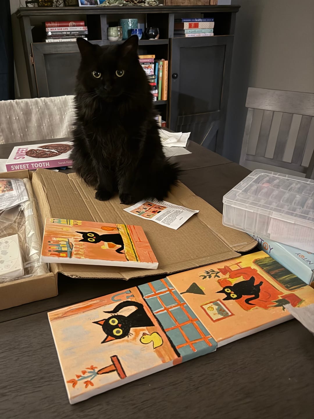 Customer photo review of 6 Mini Paintings - The Black Cat Set