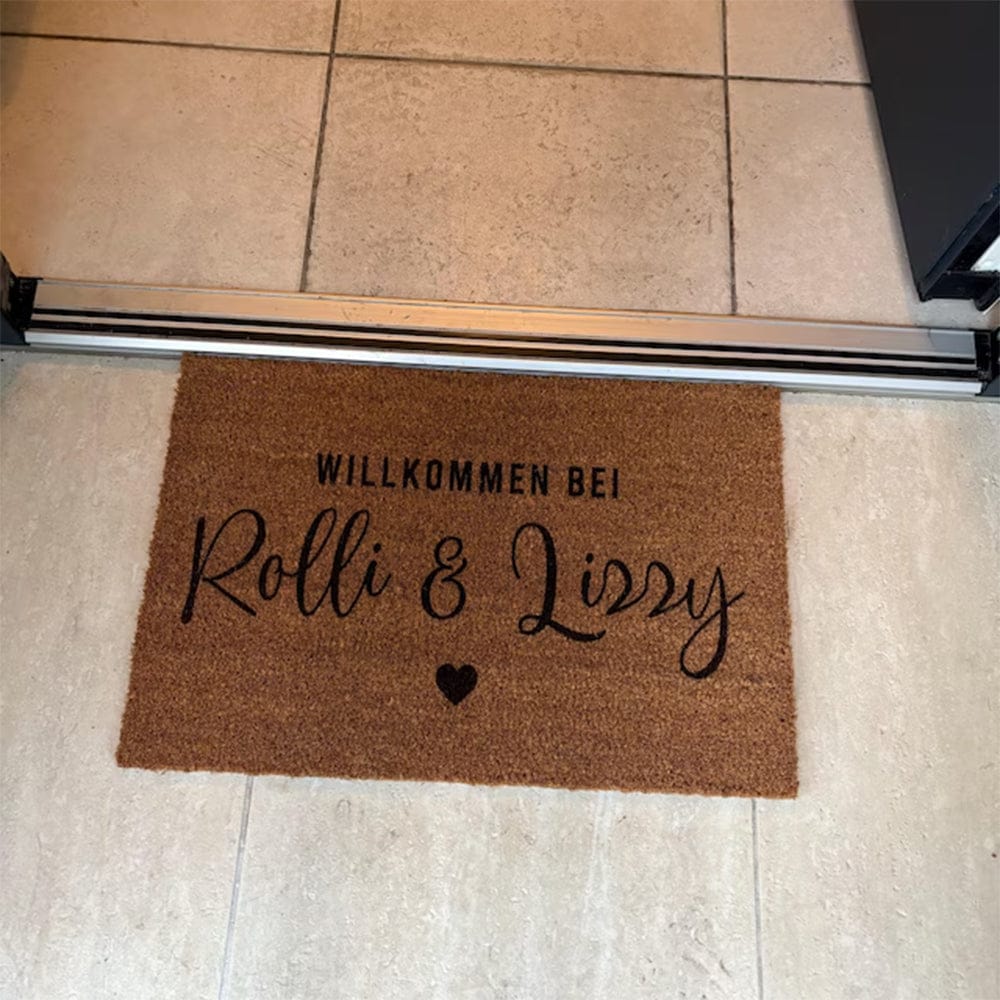 Customer photo review of Fußmatte aus Kokos personalisierbar – Willkommen bei Familienname mit Herz