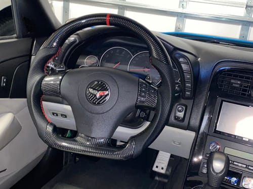 Customer photo review of Genuine Carbon Fiber Steering Wheel With Button Trim For C6 Corvette 2006-2011