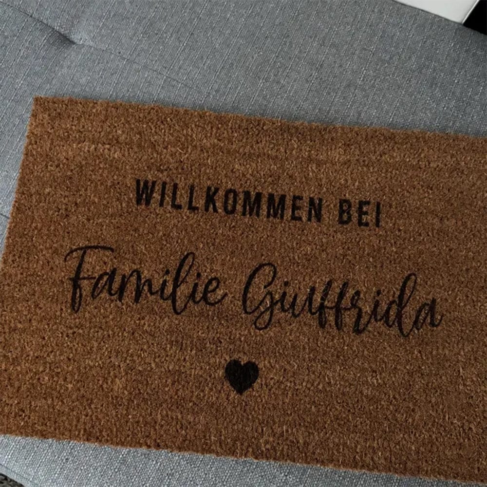 Customer photo review of Fußmatte aus Kokos personalisierbar – Willkommen bei Familienname mit Herz