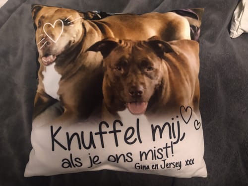 Customer photo review of Knuffel mij als je me mist - Gepersonaliseerde kussen