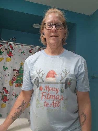 Customer photo review of Merry Fitmas All T-Shirt