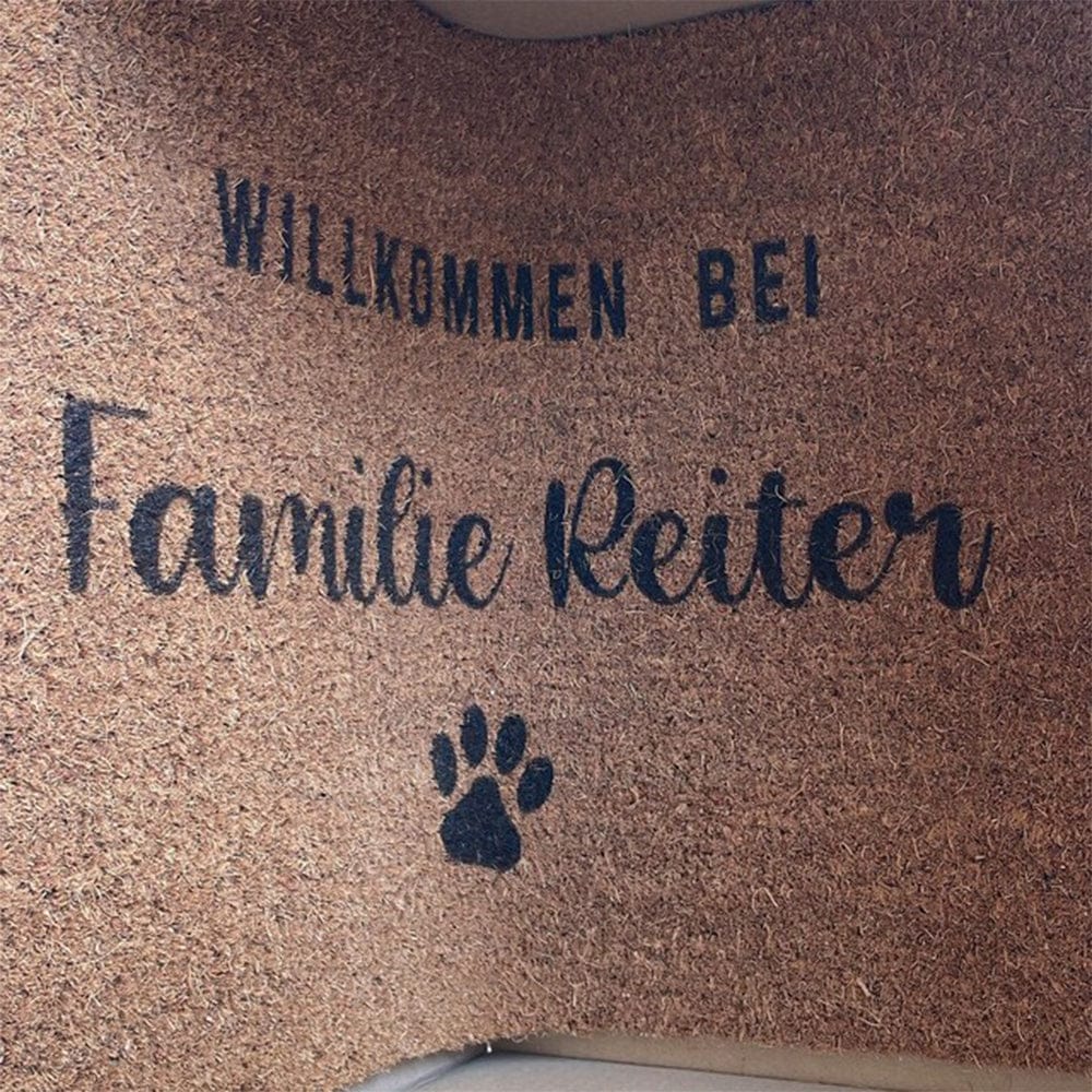 Customer photo review of Fußmatte aus Kokos personalisierbar – Willkommen bei Familienname Klassik mit Herz