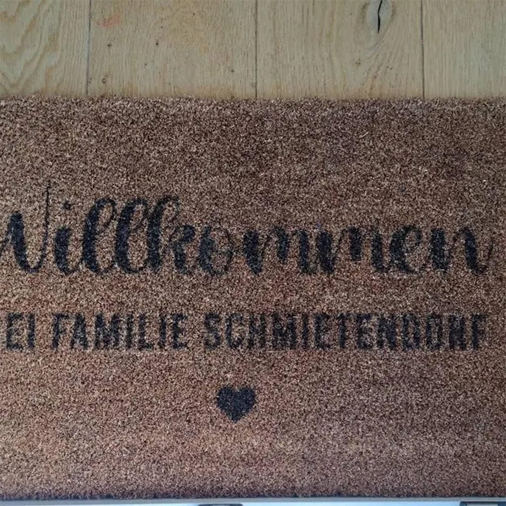 Customer photo review of Fußmatte aus Kokos personalisierbar – Willkommen bei Familienname mit Herz