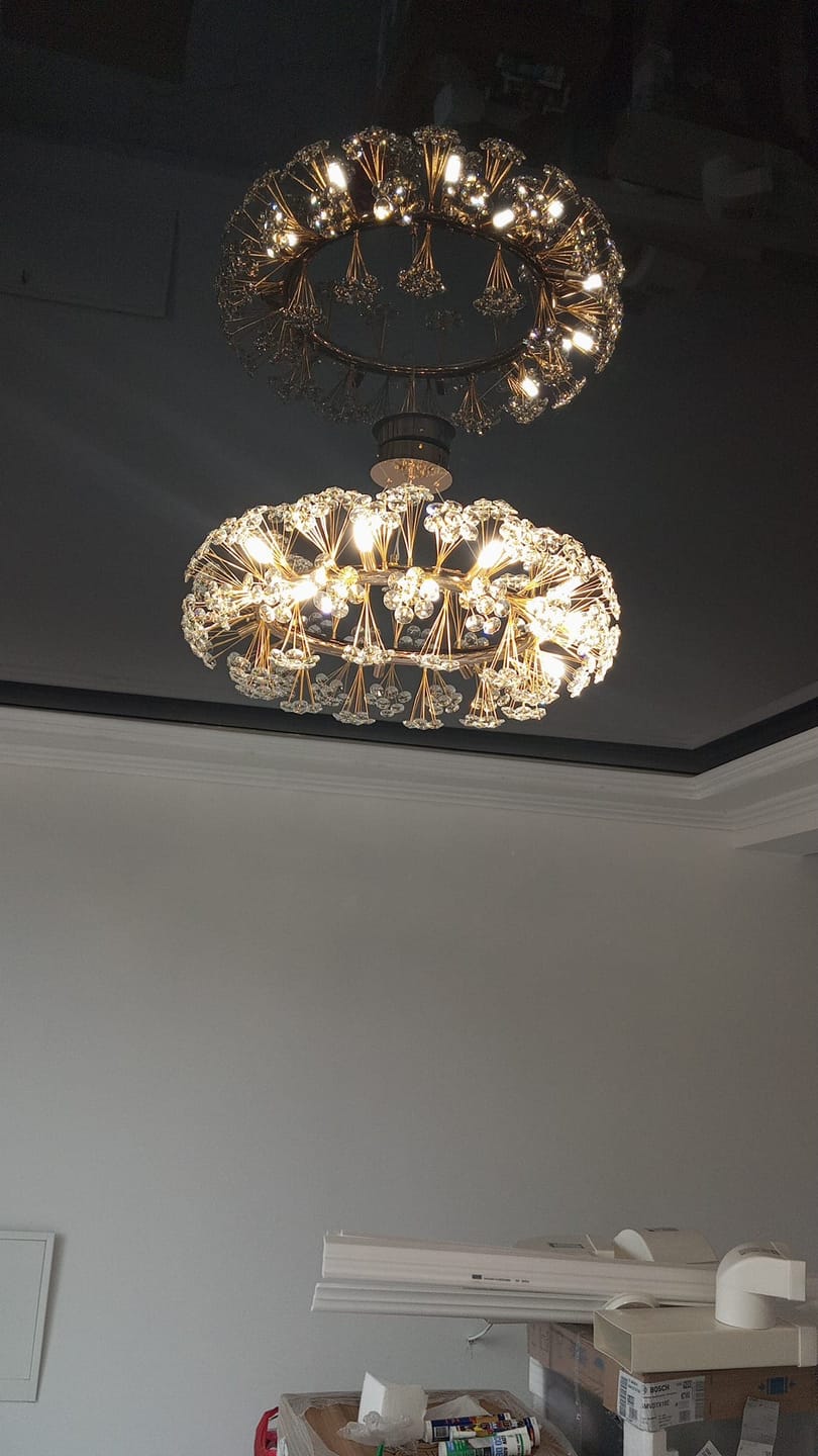 Customer photo review of Lustra Suspendata Crystal Dandelion Gold XXL