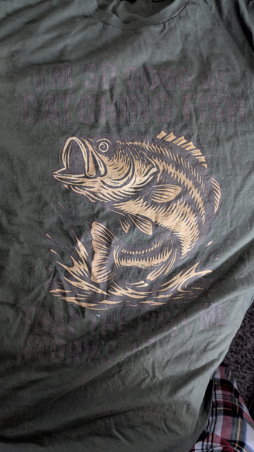 Customer photo review of Fish Tell Stories (32) T Shirt US