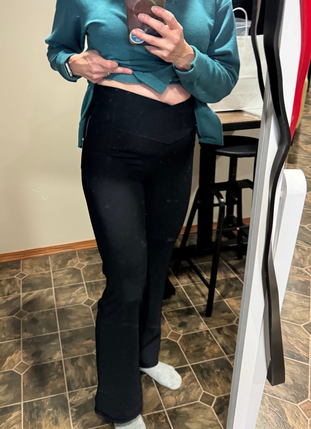 Customer photo review of Flared Ribbed Leggings