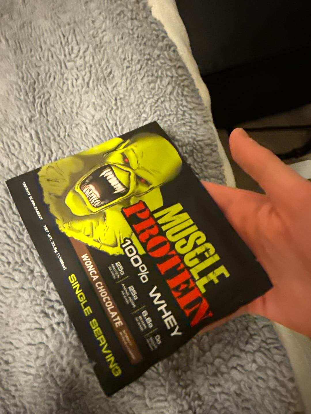 Customer photo review of Whey Protein Powder Travel Single Serving