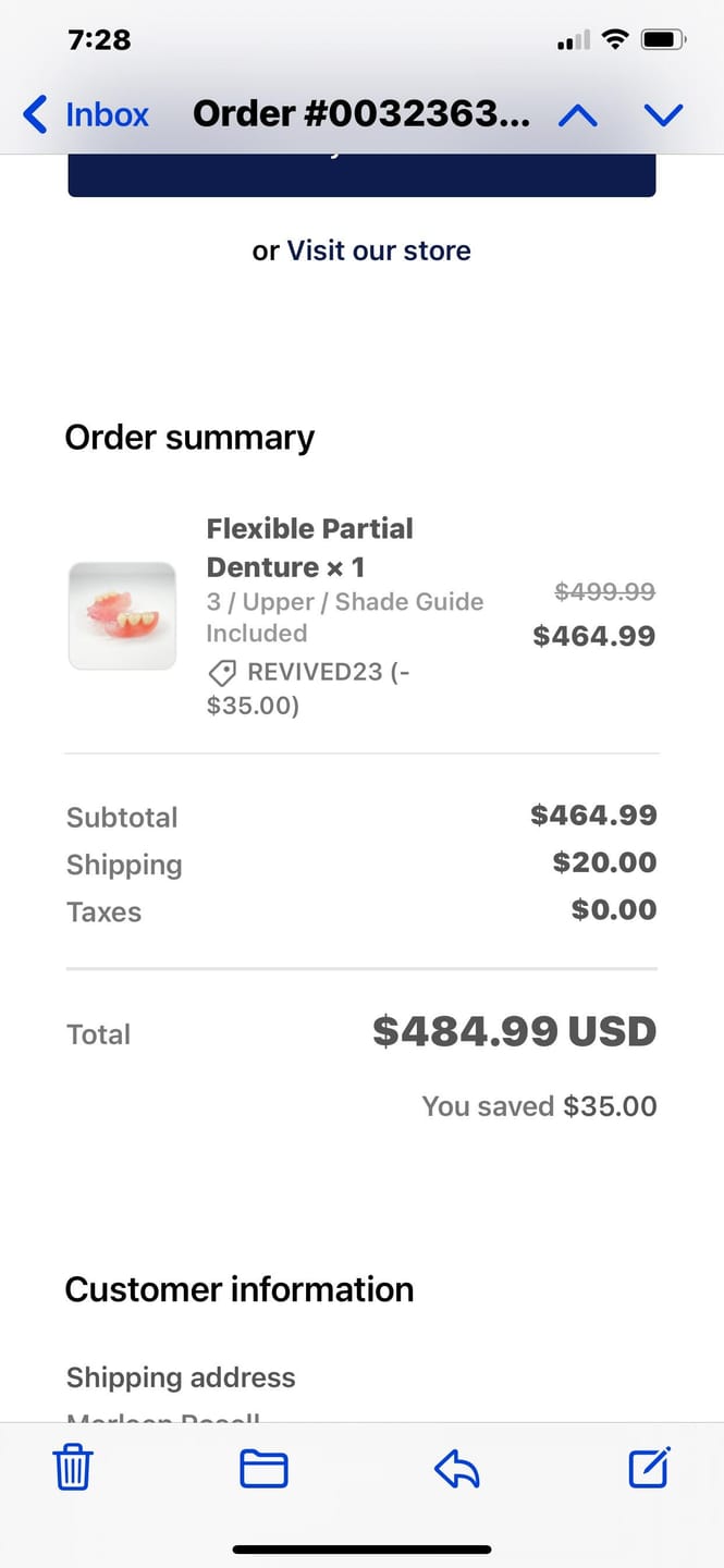 Customer photo review of Flexible Partial Denture
