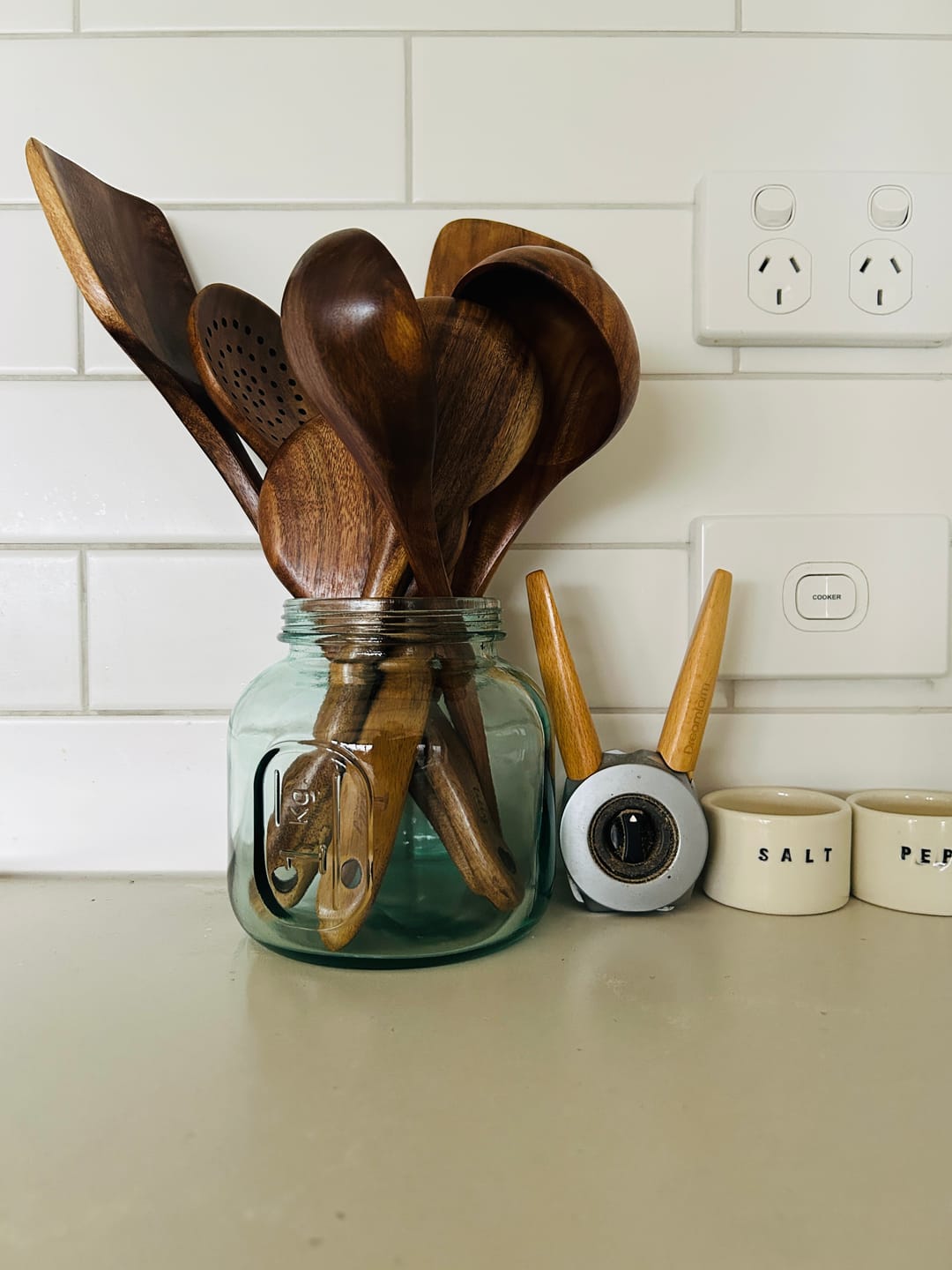 Customer photo review of Teak Wooden Utensil Set