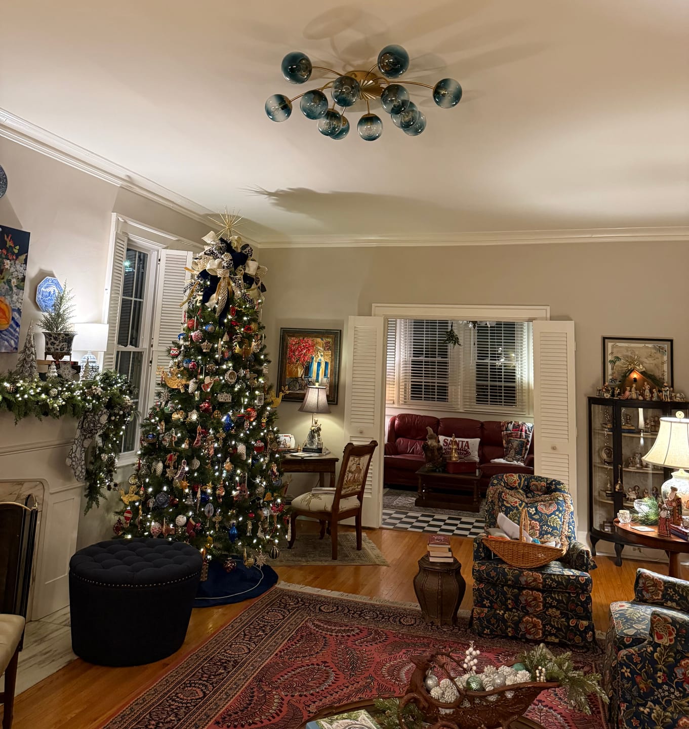 Customer photo review of Glam Bloom 12-Light Blue Glass Bubble Semi Flush Chandelier