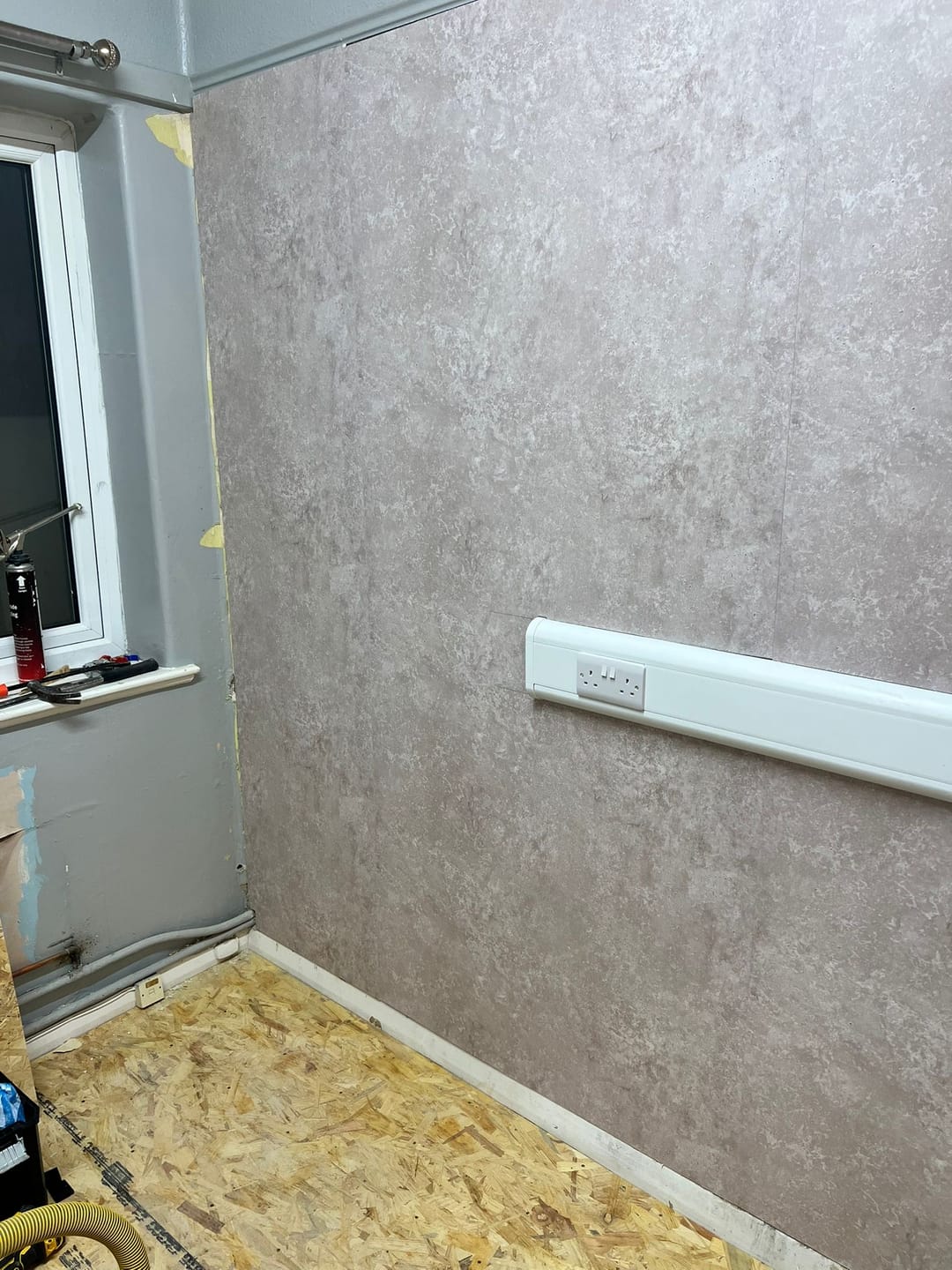 Customer photo review of Premium Beige Concrete Matt Shower Wall Panel – 1M x 2.4M