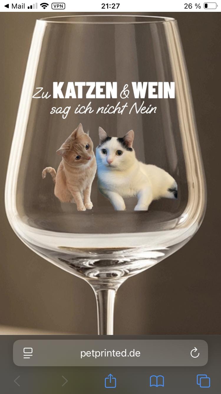 Customer photo review of Zu Katze und Wein sag ich nicht nein - Individuelles Weinglas