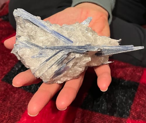 Customer photo review of Quality Kyanite Crystal Cluster, 1.3 lbs and 6.6" Long #6009-0008