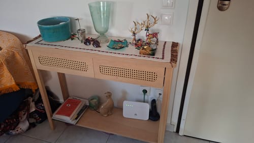 Customer photo review of Τραπέζι Κονσόλα Εισόδου Έπιπλο Διαδρόμου Δρυς Μαύρο Boho LN-T016Y57