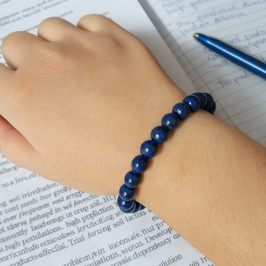 Customer photo review of Pure Natural Lapis Lazuli Mala Bracelet (8mm), Vastu Remedy for Mental Clarity, Confidence & Spiritual Growth