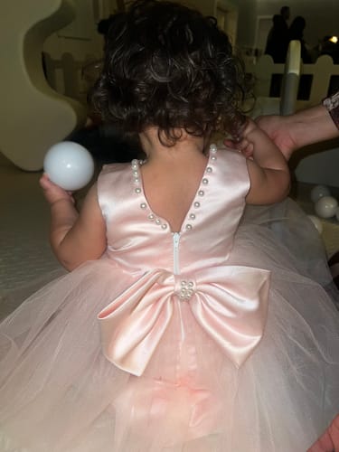 Customer photo review of Baby Girl Formal Dresses Toddler Birthday Party Dress Pink Bow Puffy Girl Pageant Princess Dress
