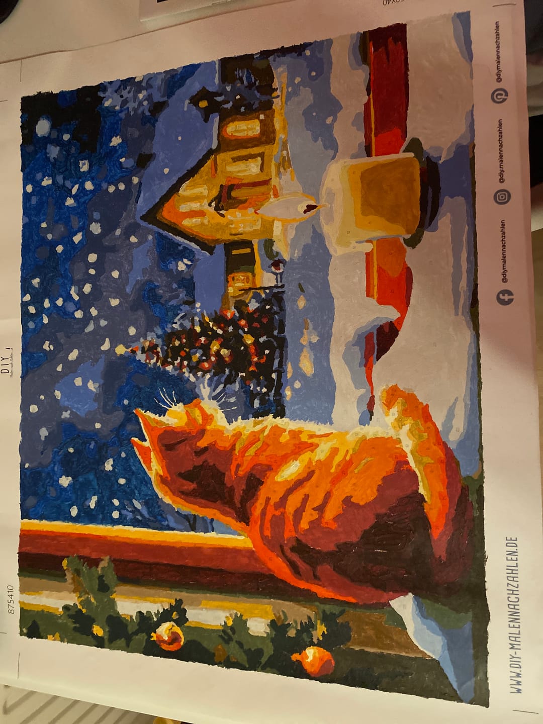Customer photo review of Malen nach Zahlen -  Katze am Fenster zu Weihnachten