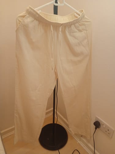 Customer photo review of Women’s casual linen trousers summer drawstring lightweight
