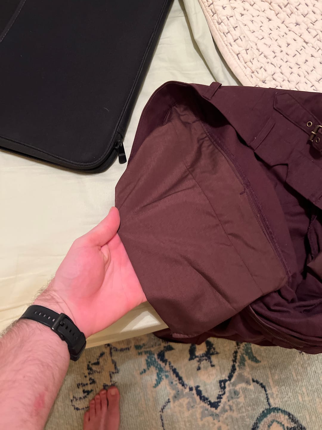 Customer photo review of Mocean Linen Pants Cherry Brown