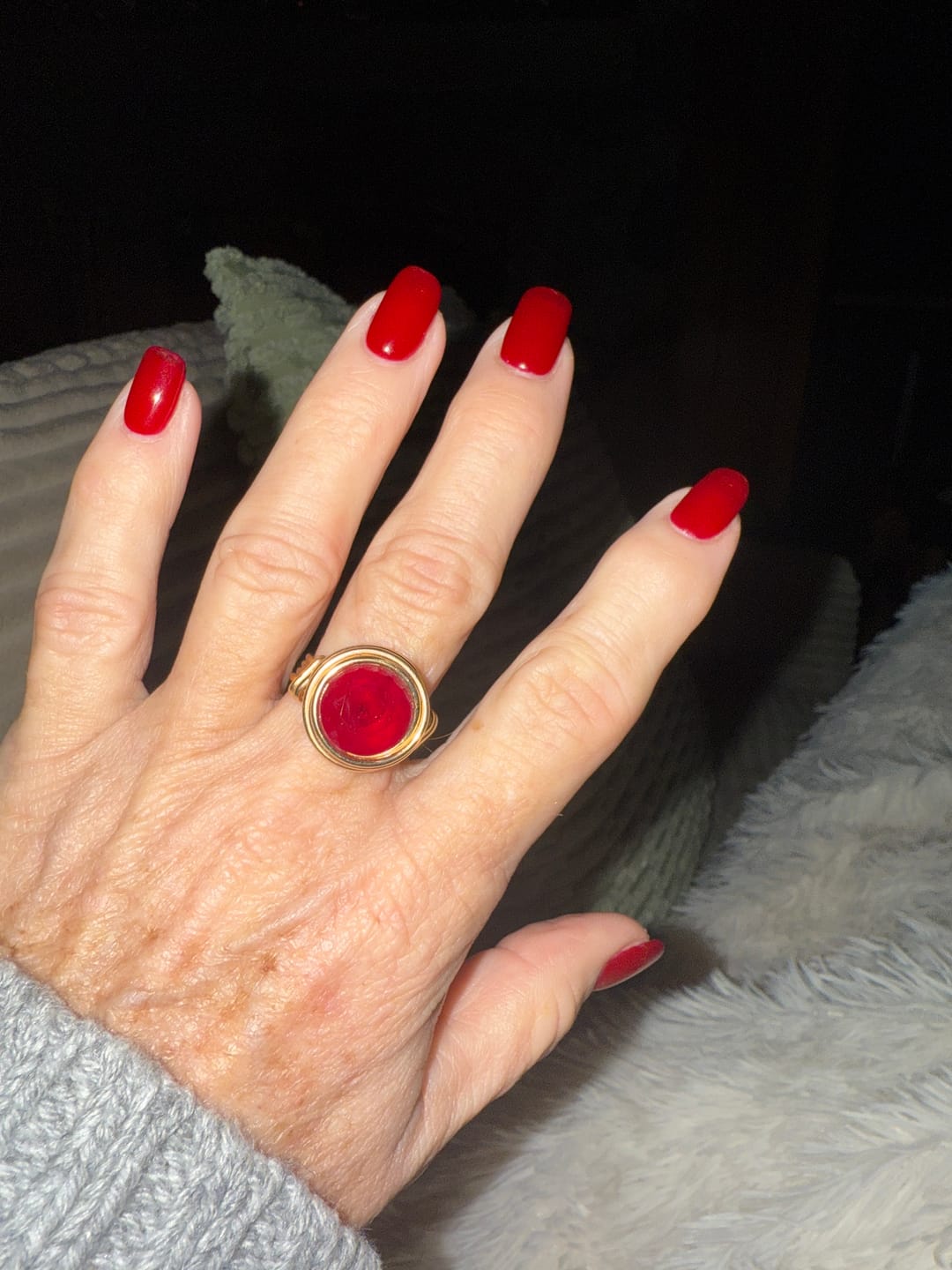 Customer photo review of Ruby Gold Universe Ring