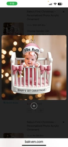 Customer photo review of Baby's First Christmas - Personalized Photo Acrylic Ornament