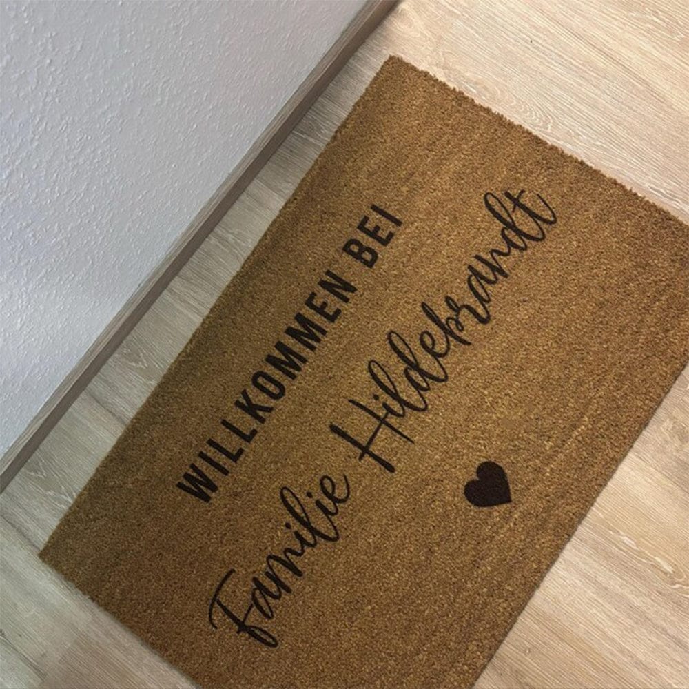 Customer photo review of Fußmatte aus Kokos personalisierbar – Willkommen bei Familienname mit Herz