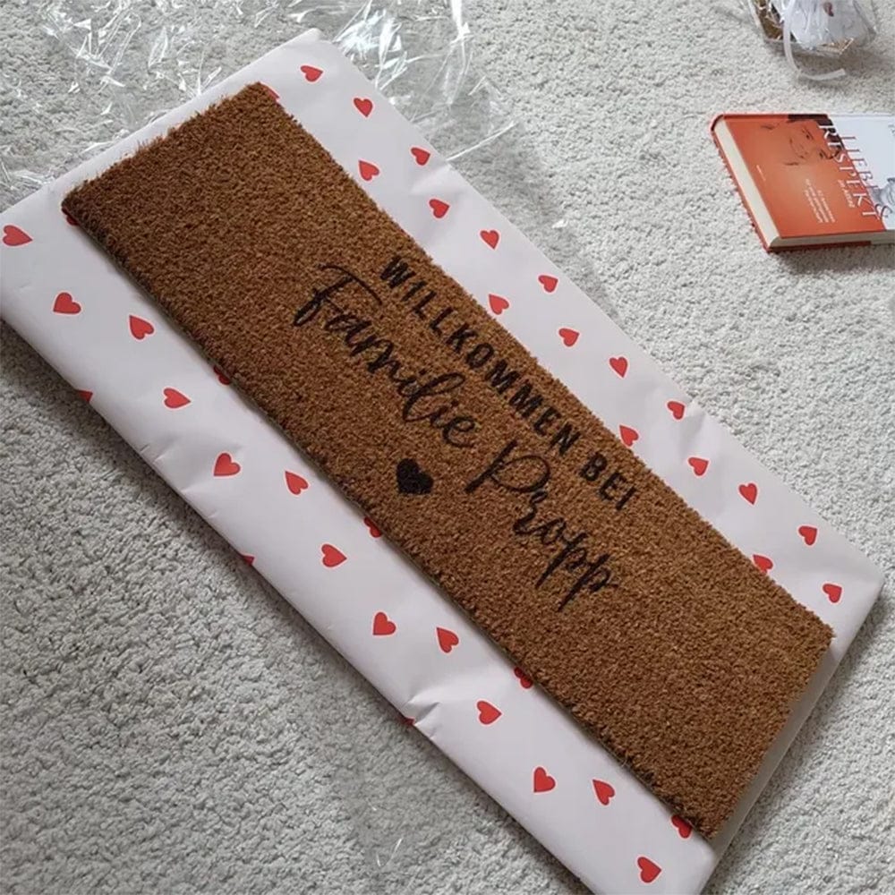 Customer photo review of Fußmatte aus Kokos personalisierbar – Willkommen bei Familienname mit Herz