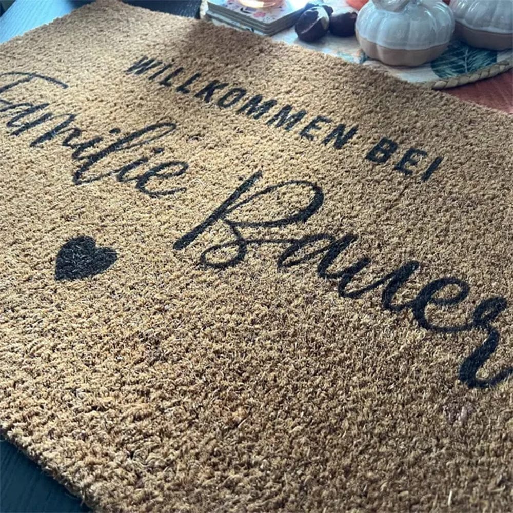 Customer photo review of Fußmatte aus Kokos personalisierbar – Willkommen bei Familienname mit Herz